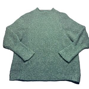 Chicos Turtleneck Knit Green Sweater Womens 0/S Fall Winter Preppy
